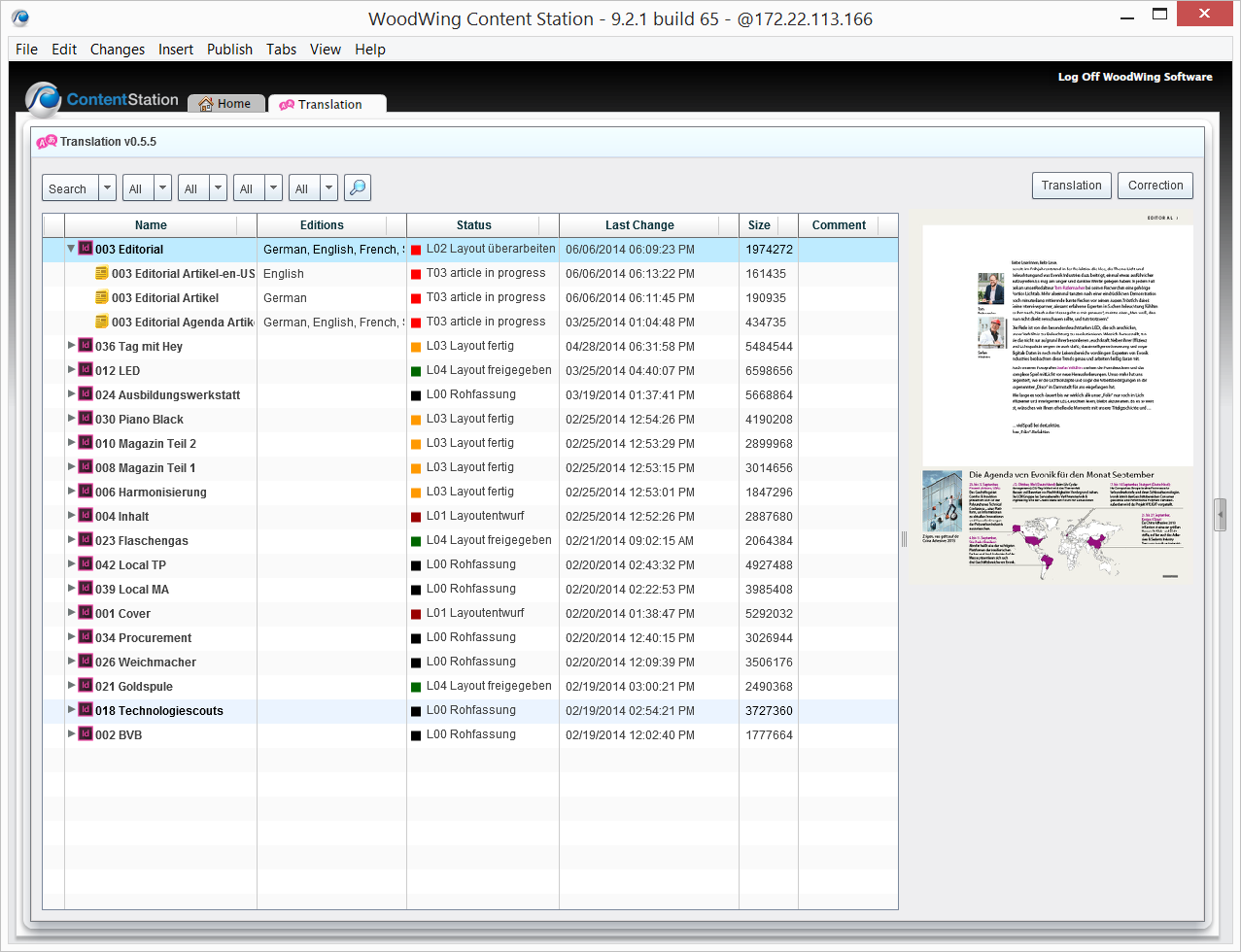 Smart Translation Solution integrated into WoodWing Content Station